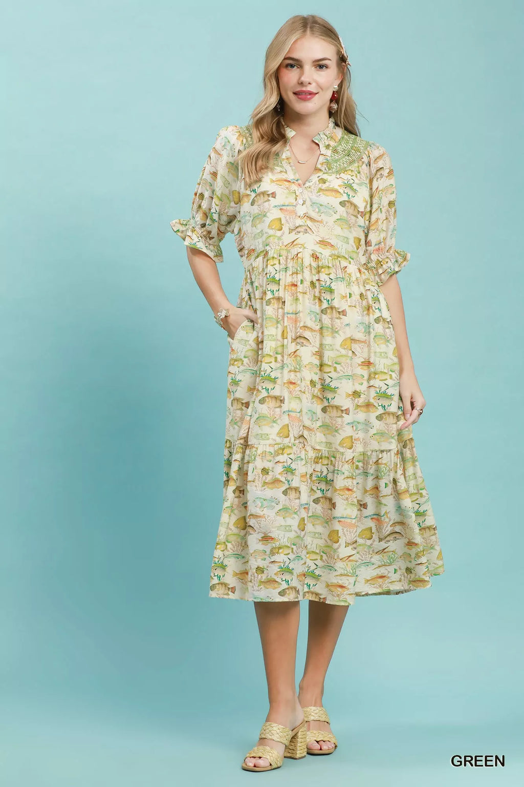 Umgee Print Tiered Midi Dress - Trendsi | Lola Mariee