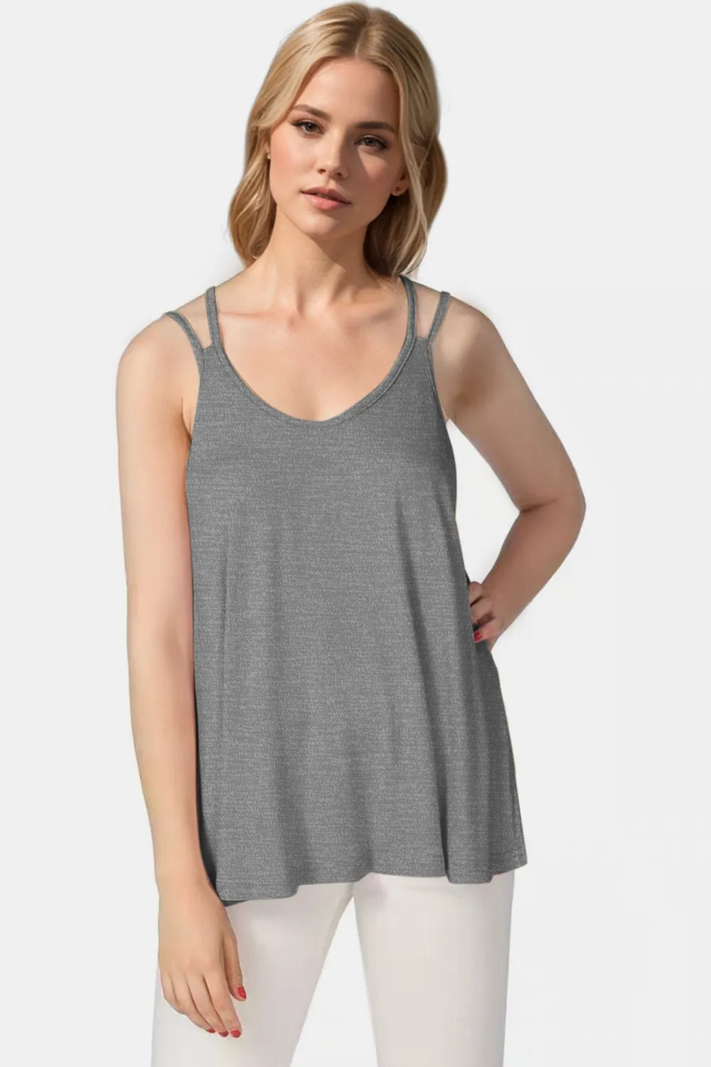 Basic Bae Bamboo Scoop Neck Double Spaghetti Straps Cami – view 7 | Lola Mariee