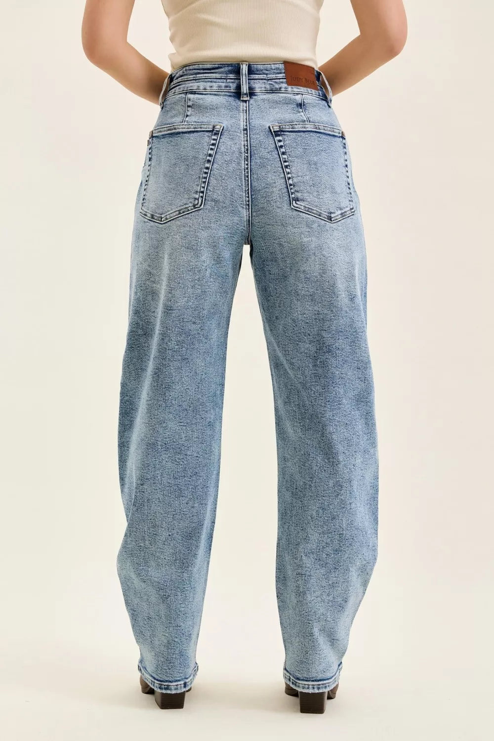 Judy Blue Full Size High Waist Marlow Arc Leg Jeans with Double Waistband Plus Size - Trendsi | Lola Mariee