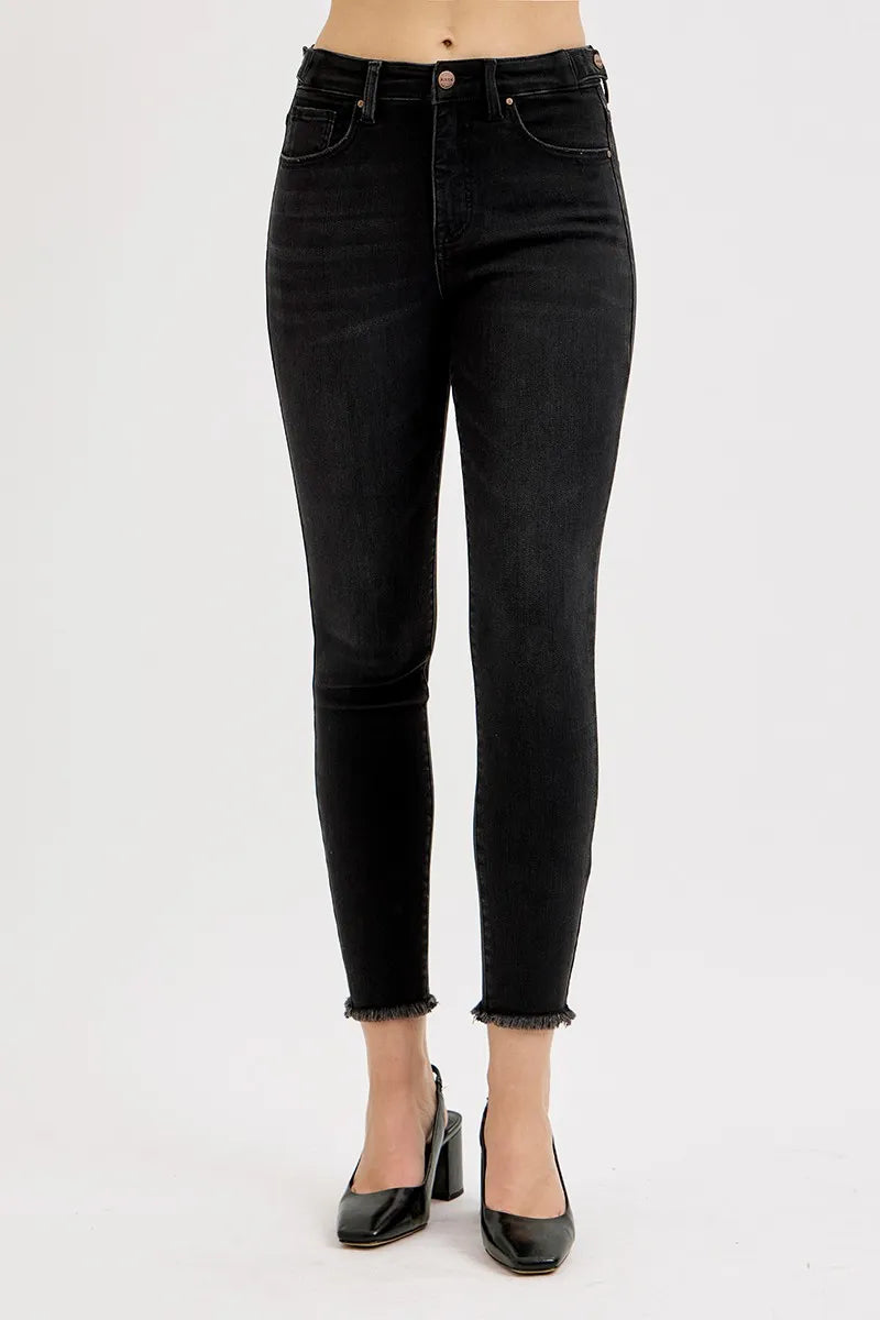RISEN Full Size Tummy Control High Rise Adjustable Waist Skinny Jeans Plus Size - women's bottoms at Lola Mariee boutique