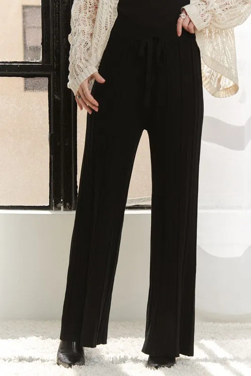 ADORA Tied Wide Leg Knit Pants – view 2 | Lola Mariee