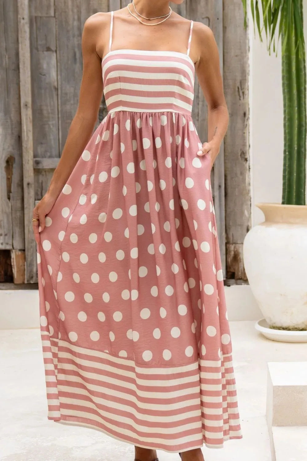 Polka Dot Square Neck Cami Dress – view 7 | Lola Mariee