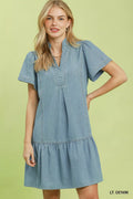 Umgee Ruffle Hem Mini Denim Dress - Trendsi | Lola Mariee
