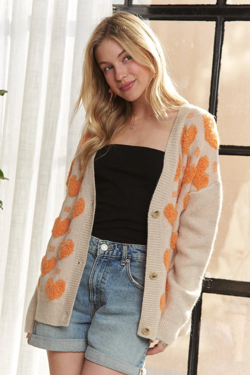 ADORA Button Down Heart Sweater Cardigan – view 2 | Lola Mariee