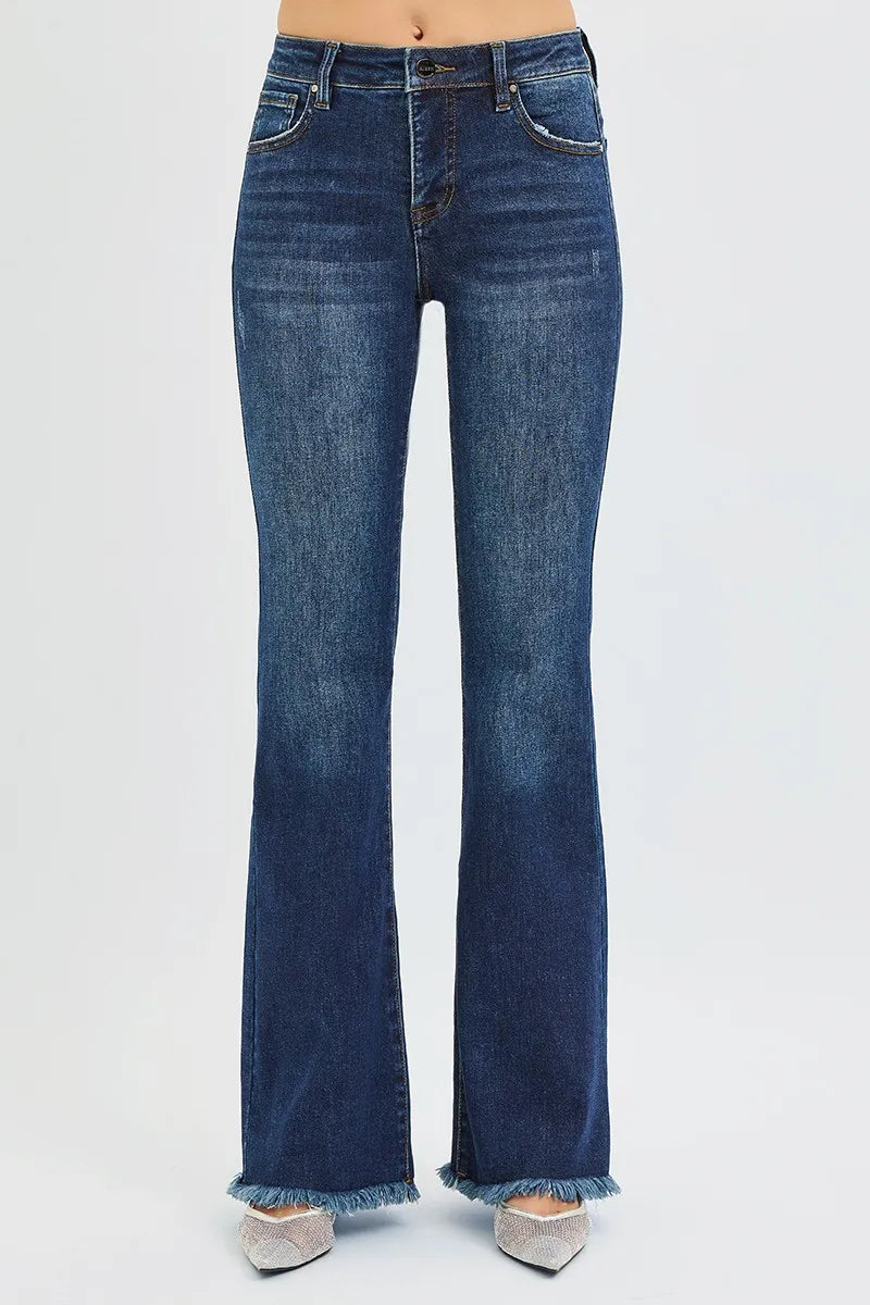 RISEN Full Size Tummy Control Mid Rise Flare Jeans Plus Size - women's bottoms at Lola Mariee boutique