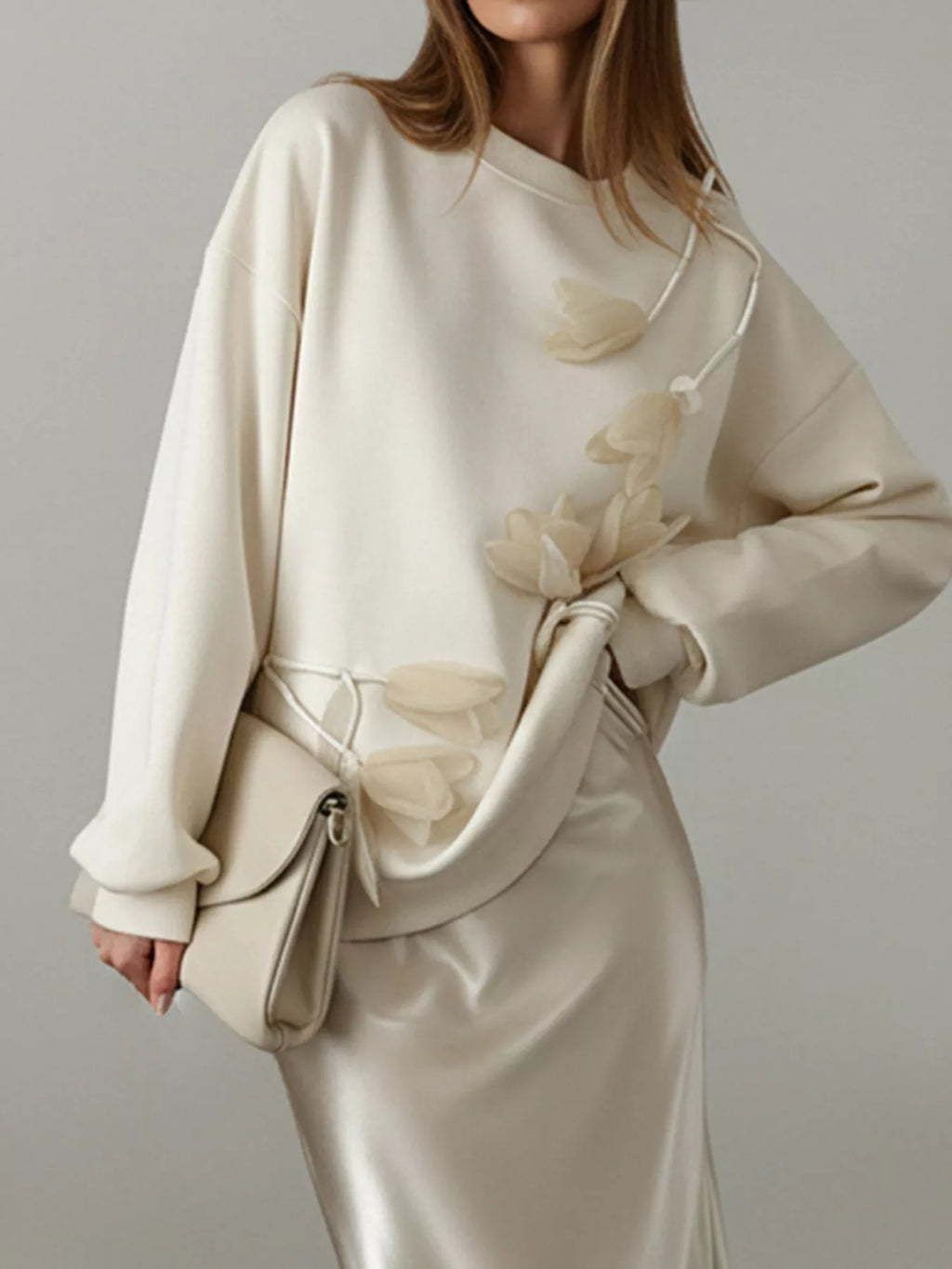 Flower Dropped Shoulder Sweatshirt - Trendsi | Lola Mariee