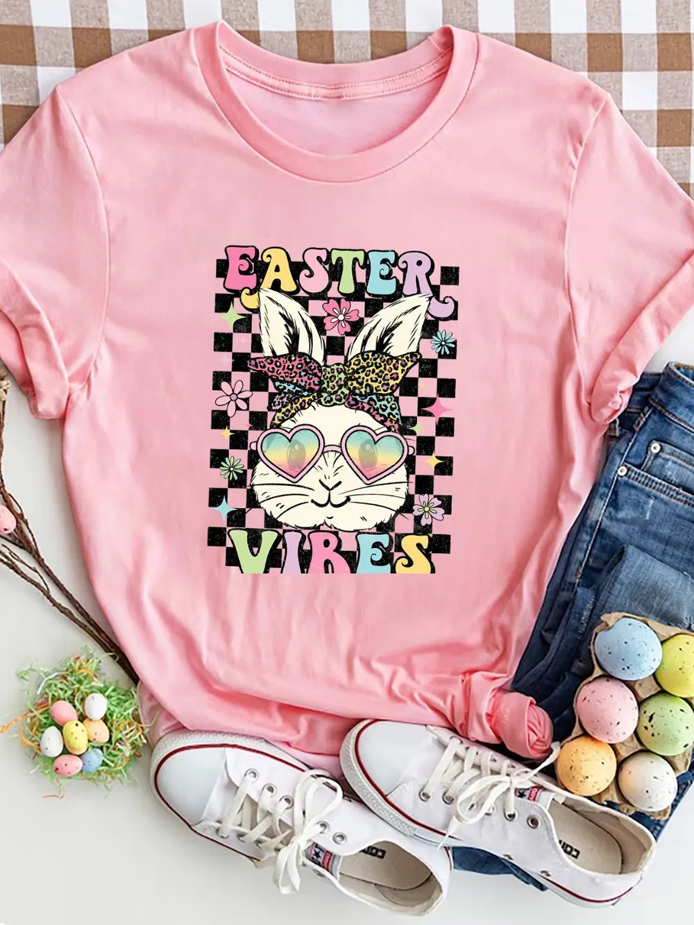EASTER VIBES Round Neck Short Sleeve T-Shirt – view 10 | Lola Mariee