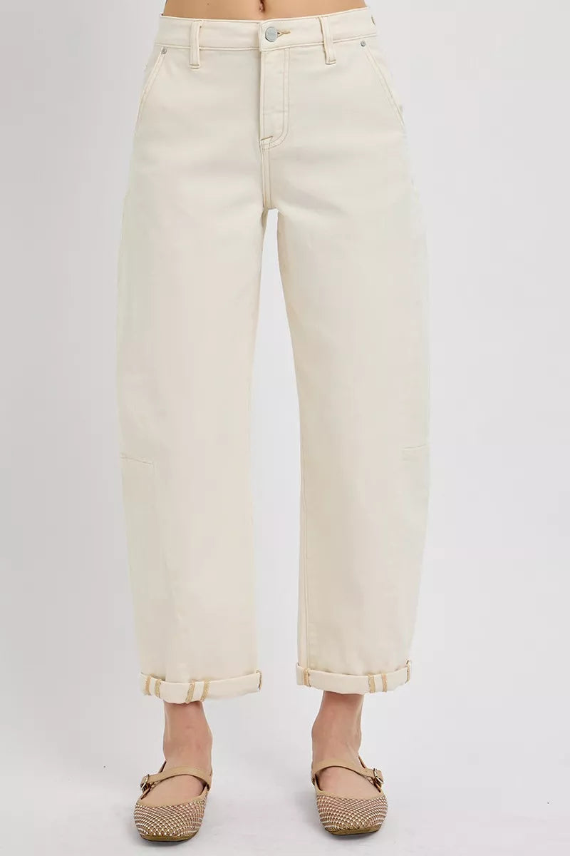 RISEN High Rise Relaxed Barrel Cuffed Jeans - women's bottoms at Lola Mariee boutique