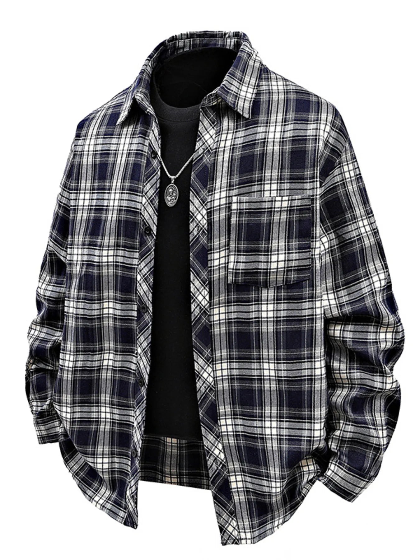 Men's Full Size Plaid Button Up Shirt Plus Size – view 4 | Lola Mariee