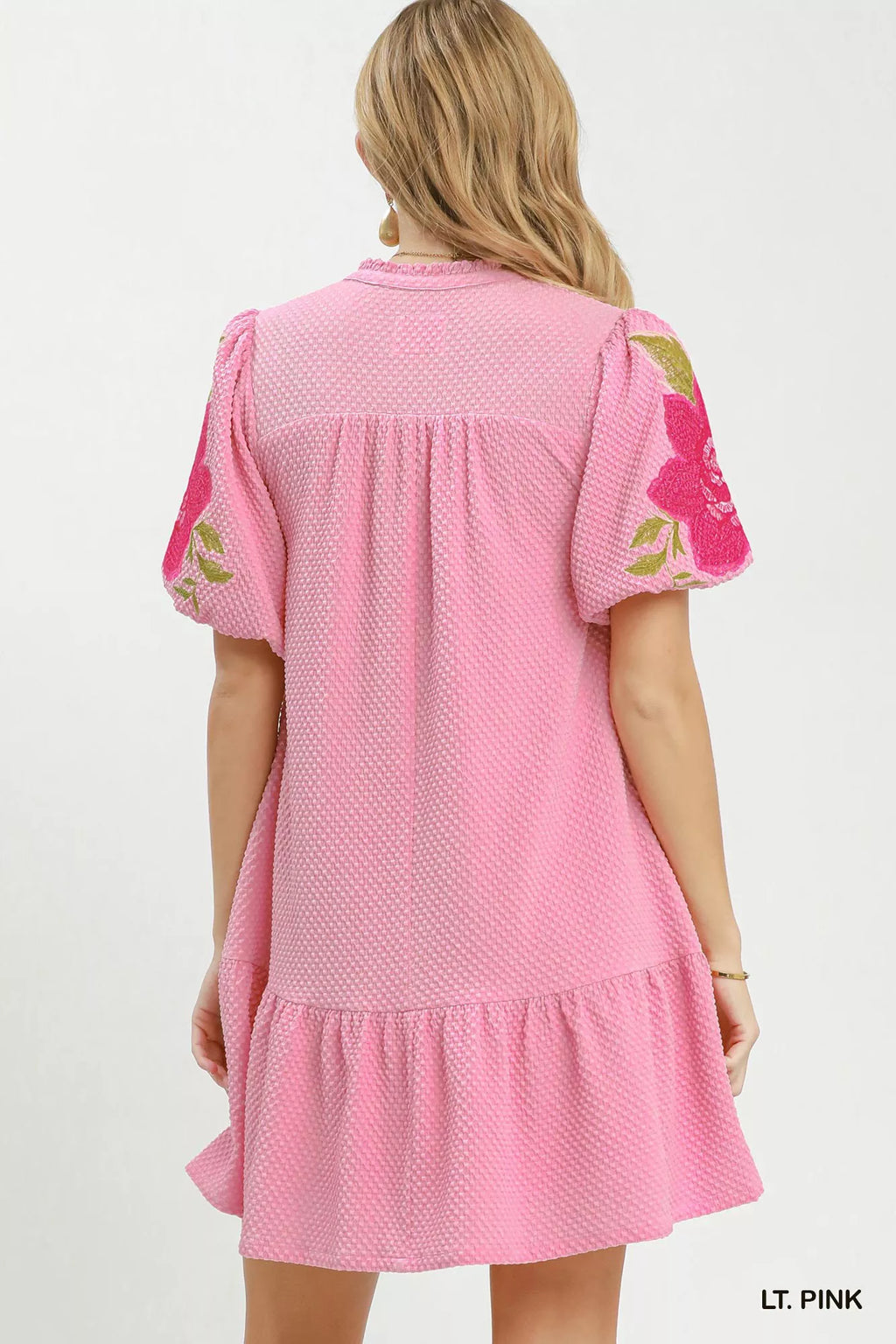 Umgee Floral Embroidered Textured Jacquard Dress - Trendsi | Lola Mariee