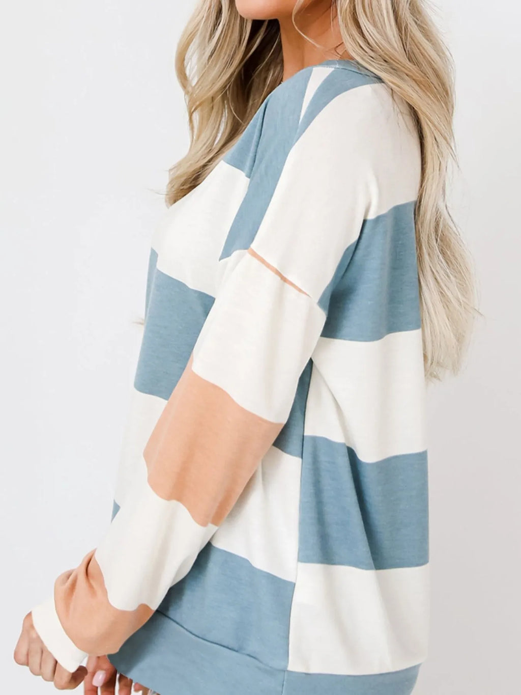 Color Block Drop Shoulder Long Sleeve Top - Trendsi | Lola Mariee