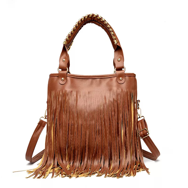 Fringe PU Leather Handbag – view 6 | Lola Mariee