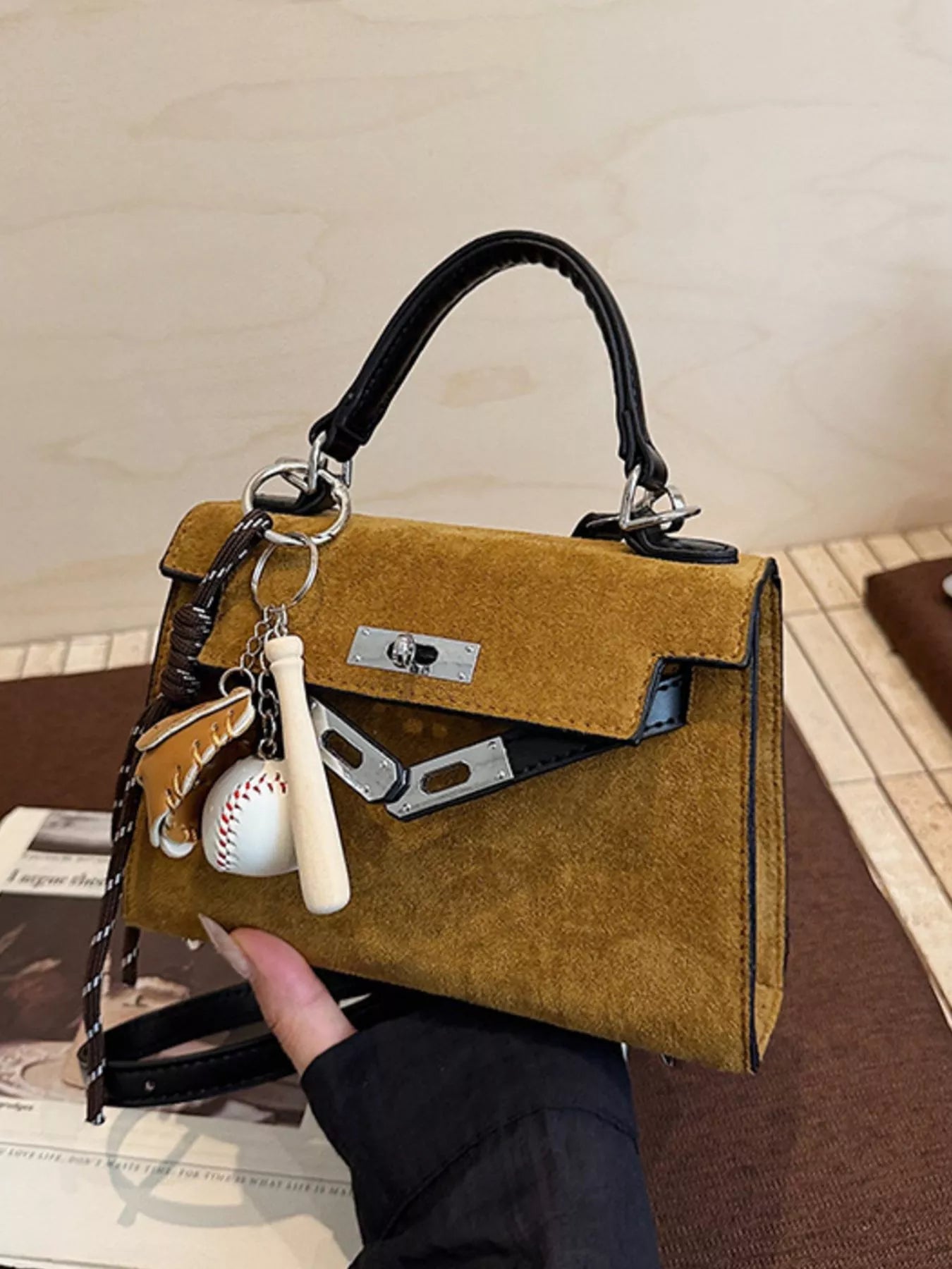 Crossbody Bag with Baseball Charm – view 9 | Lola Mariee