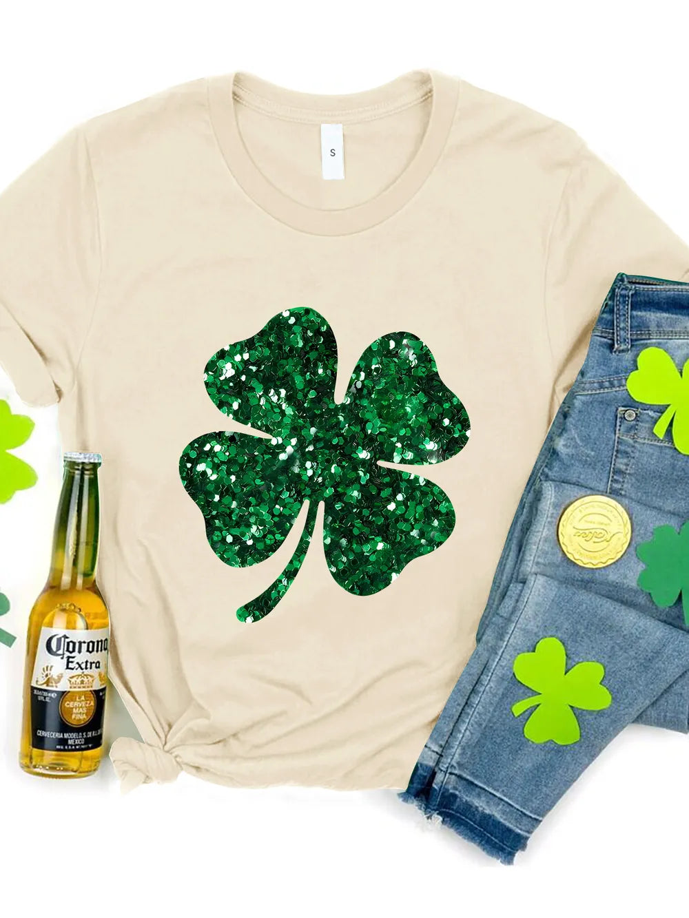 Lucky Clover Round Neck T-Shirt – view 7 | Lola Mariee