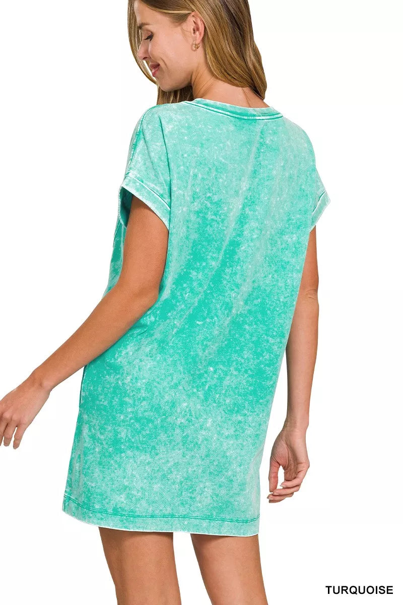 Zenana Premium Cotton Washed T-Shirt Dress - Trendsi | Lola Mariee