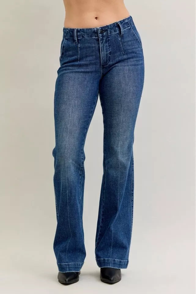 Judy Blue Full Size Mid Rise Bootcut Jeans with Welt Pockets Plus Size - women's shoes at Lola Mariee boutique