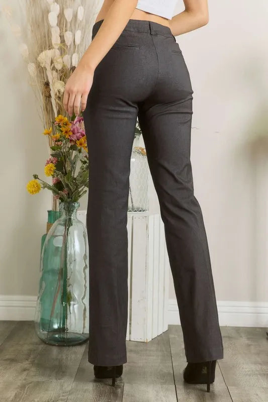 Mittoshop Full Size Solid Color Pants with Pocket Plus Size – view 3 | Lola Mariee