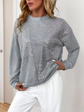 Sequin Round Neck Dropped Shoulder Sweatshirt - Trendsi | Lola Mariee