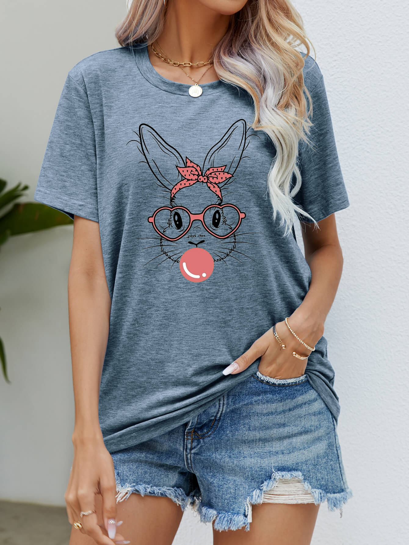 Easter Bunny Graphic Round Neck T-Shirt – view 4 | Lola Mariee