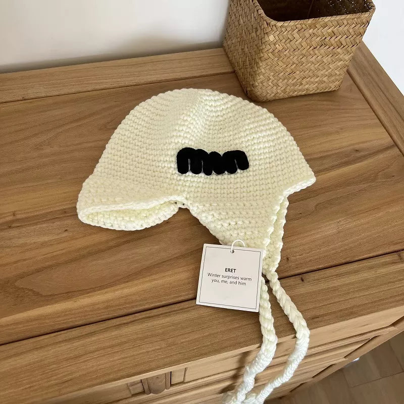 Handmade Knitted Earflap Hat with Tassels – view 4 | Lola Mariee