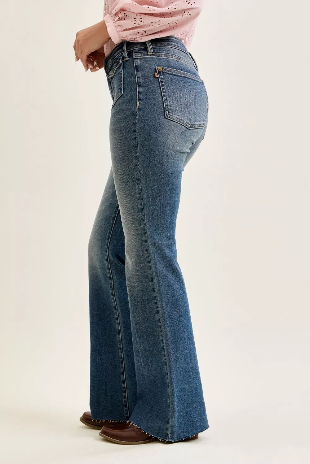Judy Blue Mid Rise Flare Jeans with Front Flap Pockets - Trendsi | Lola Mariee