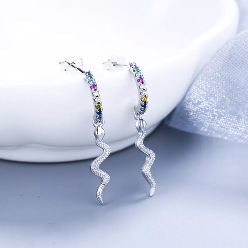 925 Sterling Silver Rainbow Zircon Geometric Earrings | Lola Mariee