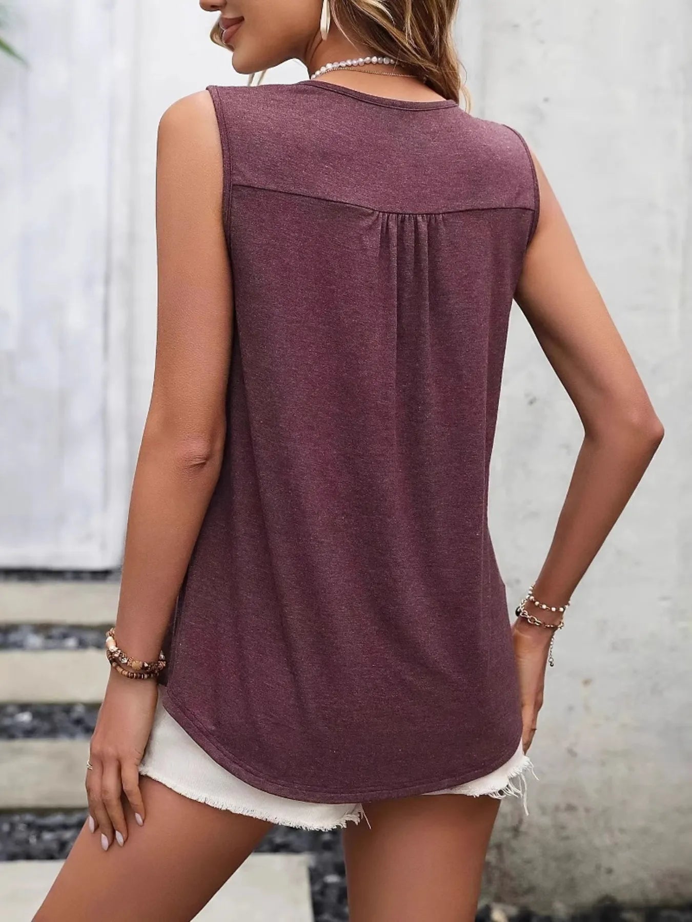 Lace Panel Scoop Neck Tank - Trendsi | Lola Mariee