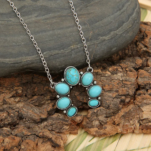Artificial Turquoise Alloy Pendant Necklace | Lola Mariee