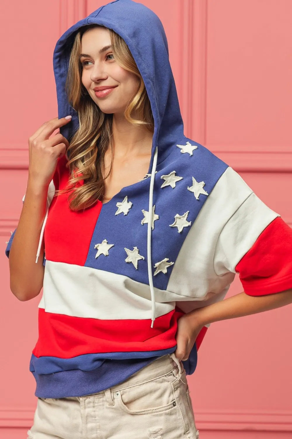 BiBi American Flag Theme Hoodie - Trendsi | Lola Mariee
