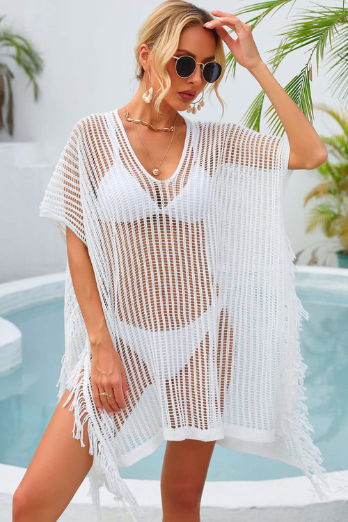Angel Wings Fringe Trim Openwork Cover Up | Lola Mariee