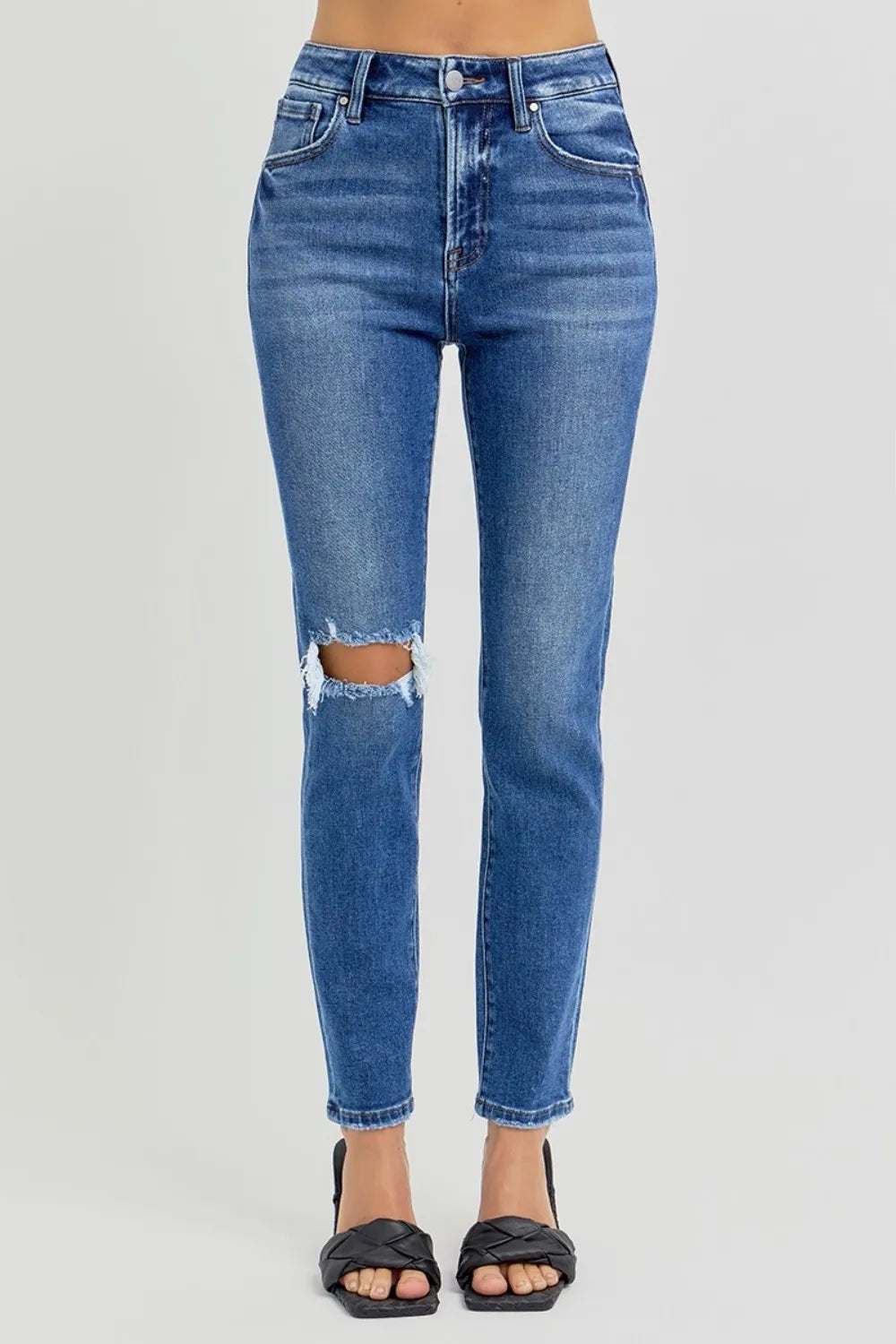 RISEN Full Size High Rise Ankle Skinny Knee Distressed Jeans - LOLA MARIEE | Lola Mariee