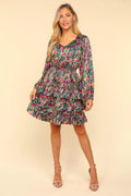 Haptics V-Neck Satin Floral Layered Dress - women's dress at Lola Mariee boutique