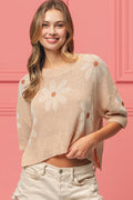 BiBi Floral Pattern Slit Sweater - Trendsi | Lola Mariee