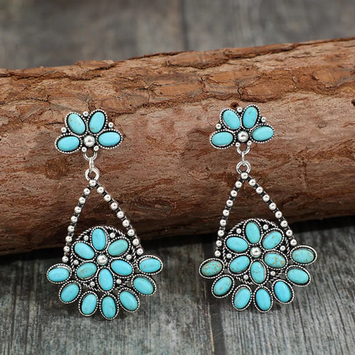 Artificial Turquoise Teardrop Earrings – view 2 | Lola Mariee