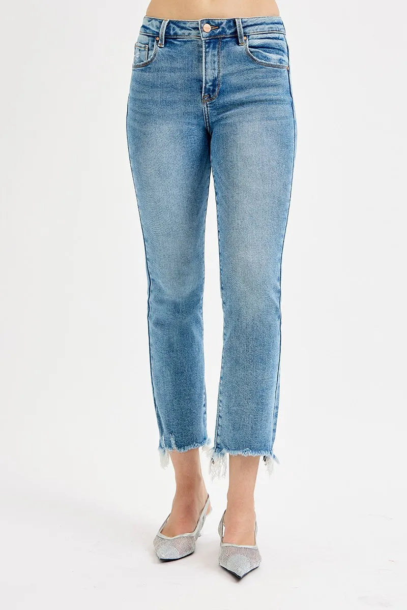 RISEN Full Size High Rise Crop Straight Slim Jeans Plus Size - women's top at Lola Mariee boutique