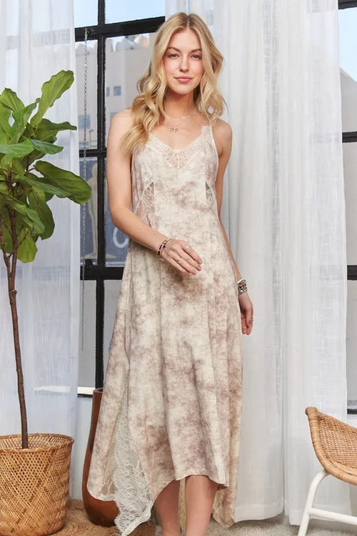 ADORA Printed Spaghetti Strap Midi Dress | Lola Mariee