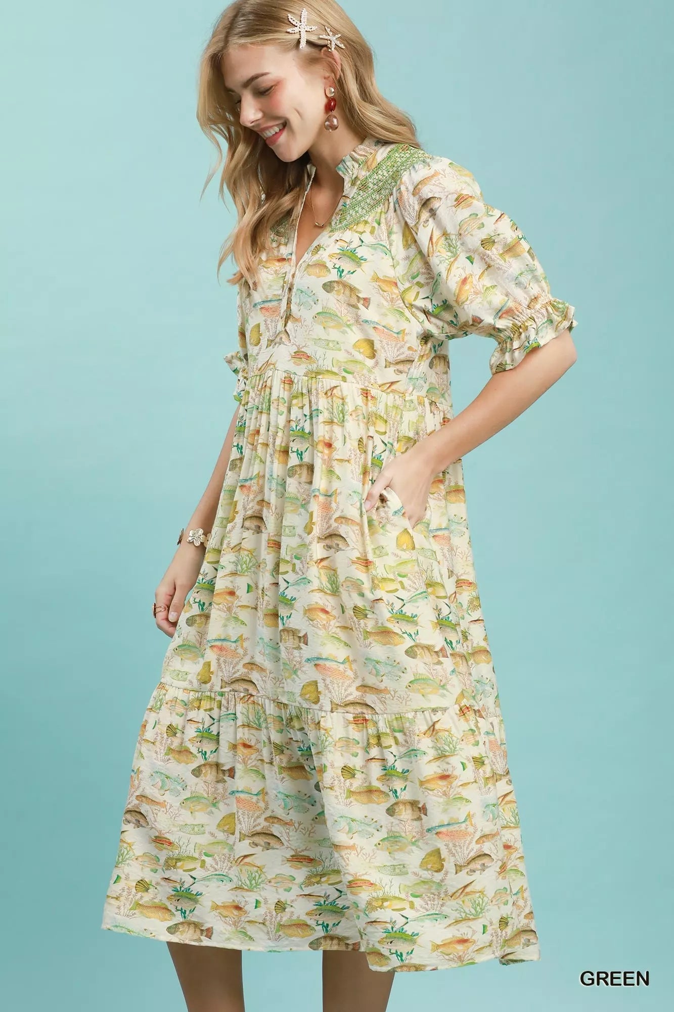 Umgee Print Tiered Midi Dress - Trendsi | Lola Mariee