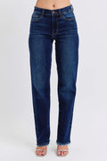 Judy Blue Full Size Raw Hem Straight Leg Jeans - women's bottoms at Lola Mariee boutique