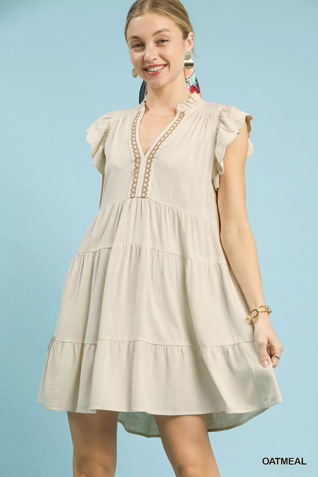 Umgee Linen Tiered Baby Doll Dress - Trendsi | Lola Mariee