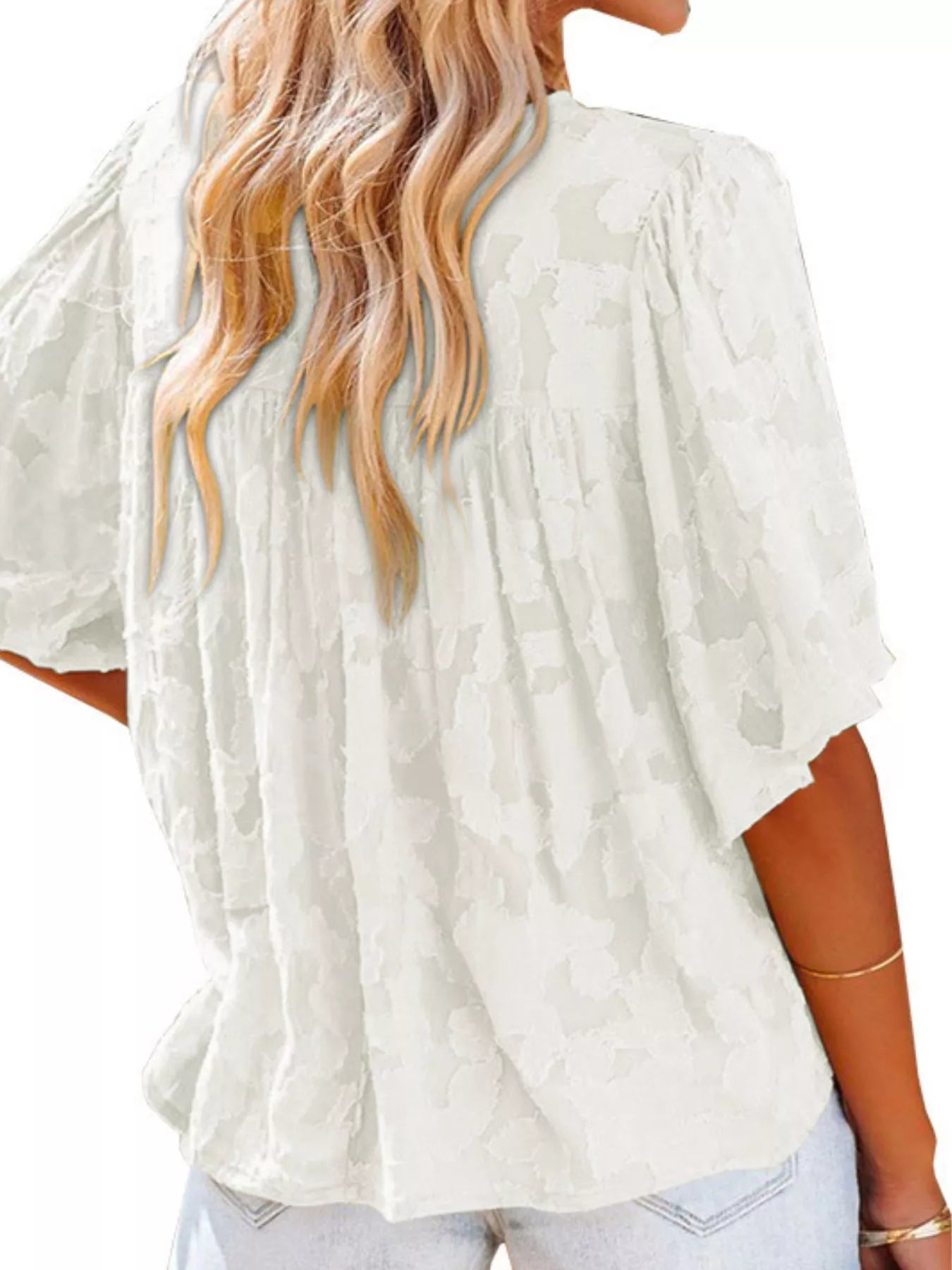 Full Size Textured V-Neck Button-Down Shirt Plus Size - Trendsi | Lola Mariee