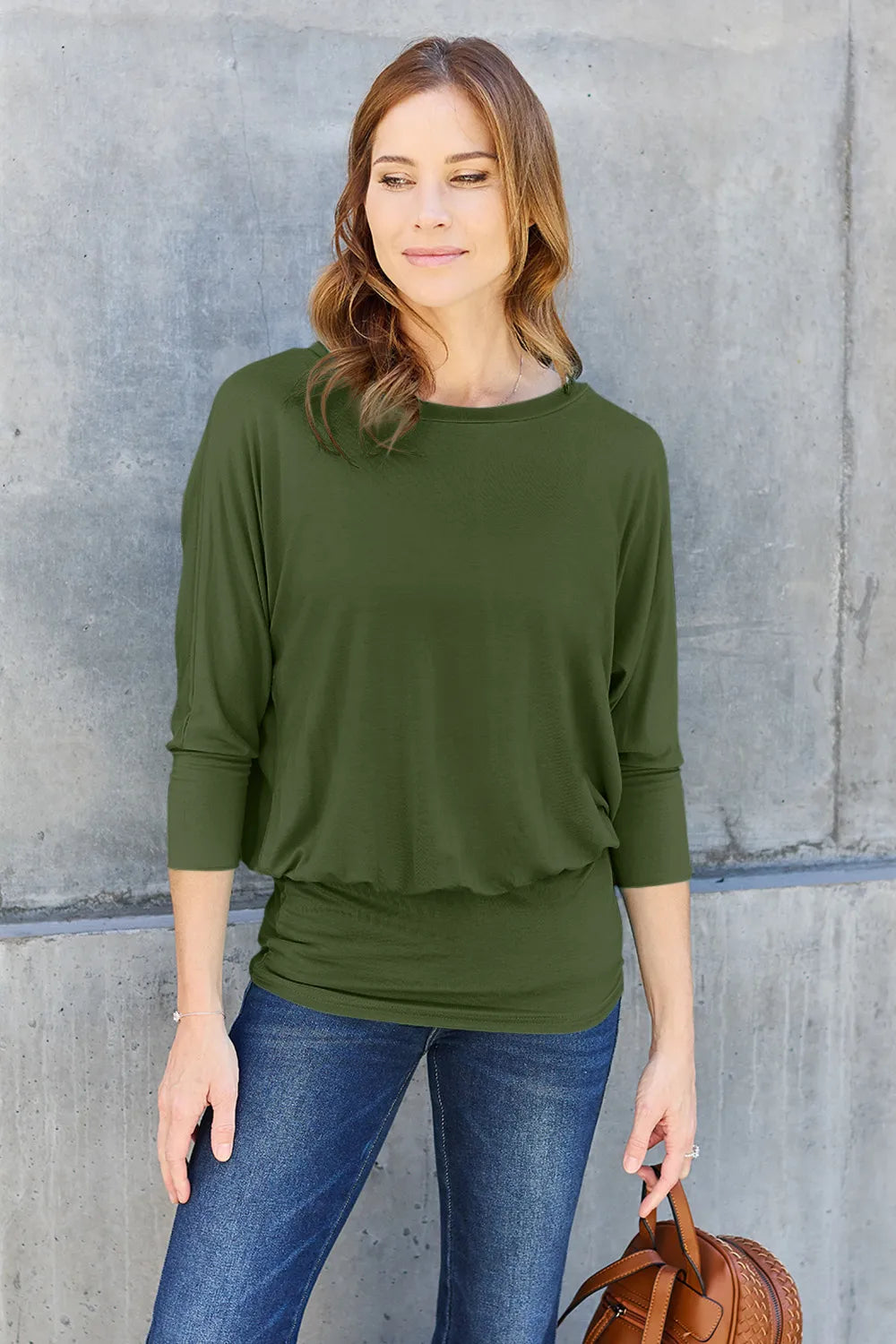 Basic Bae Full Size Round Neck Batwing Sleeve Top – view 10 | Lola Mariee