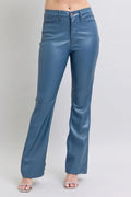 Judy Blue Full Size High Waist Tummy Control Faux Leather Bootcut Pants Plus Size - women's shoes at Lola Mariee boutique