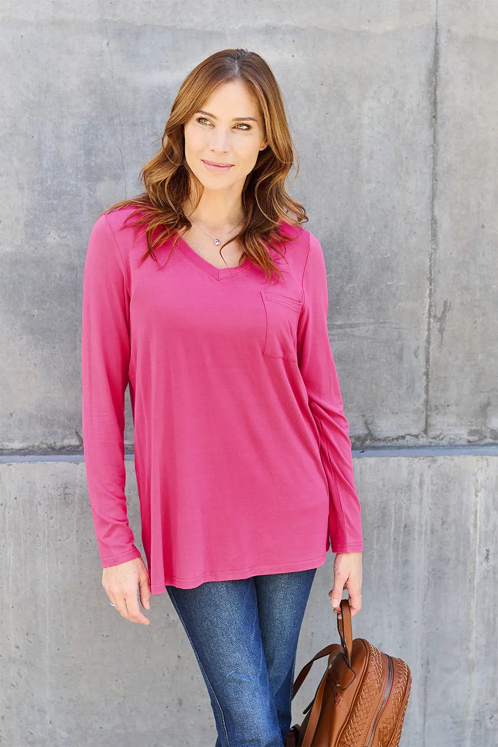 Basic Bae Full Size V-Neck Long Sleeve Top – view 7 | Lola Mariee
