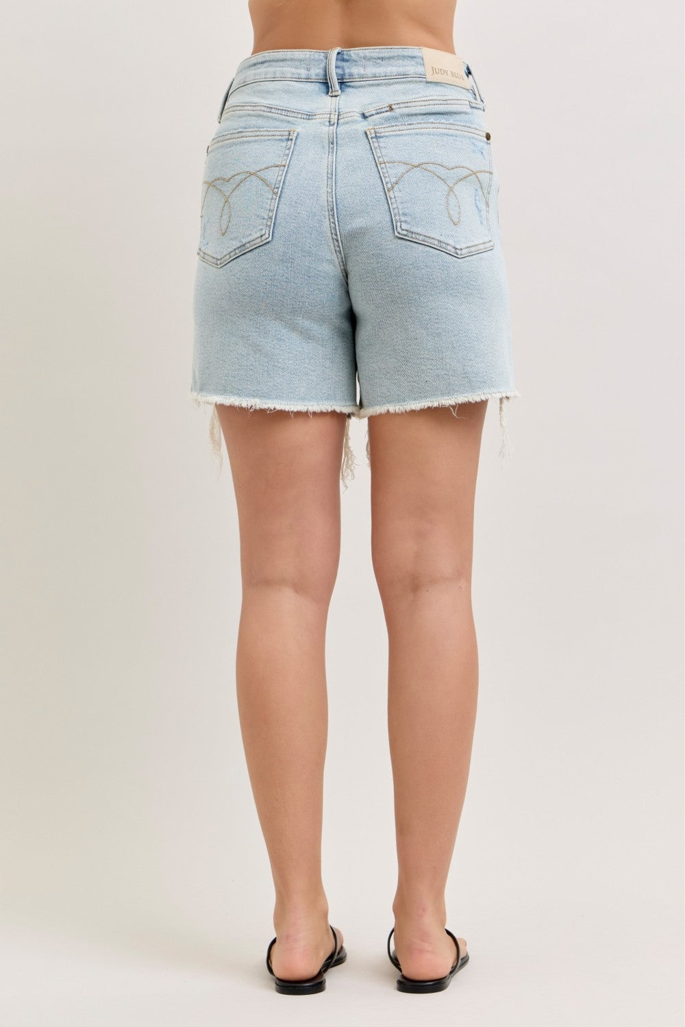 Judy Blue High-Waisted Rigid Magic Dad Short Wwith Cell Phone Back Pockets - Trendsi | Lola Mariee