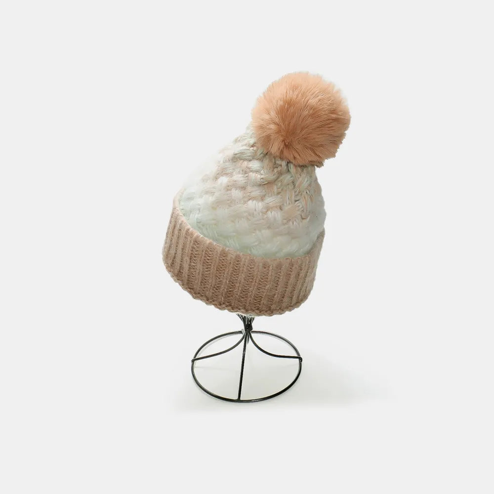 Gradient Knit Hat with Pompom – view 5 | Lola Mariee
