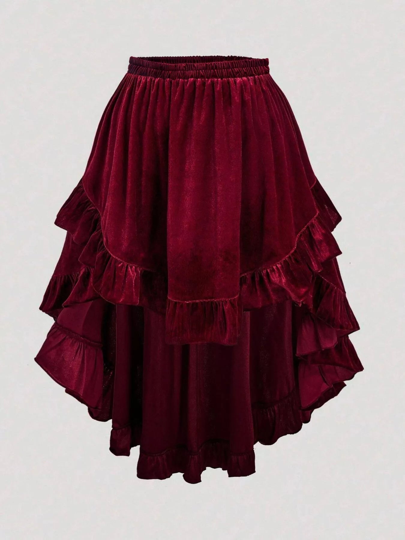 Plus Size Ruffled Velvet Elastic Waist Skirt – view 6 | Lola Mariee