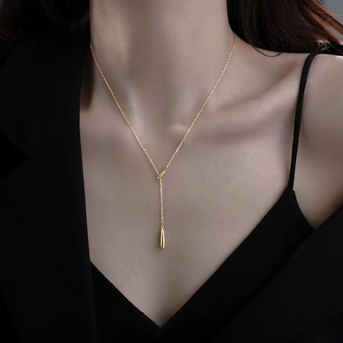 925 Sterling Silver Y-Shaped Pendant Necklace | Lola Mariee