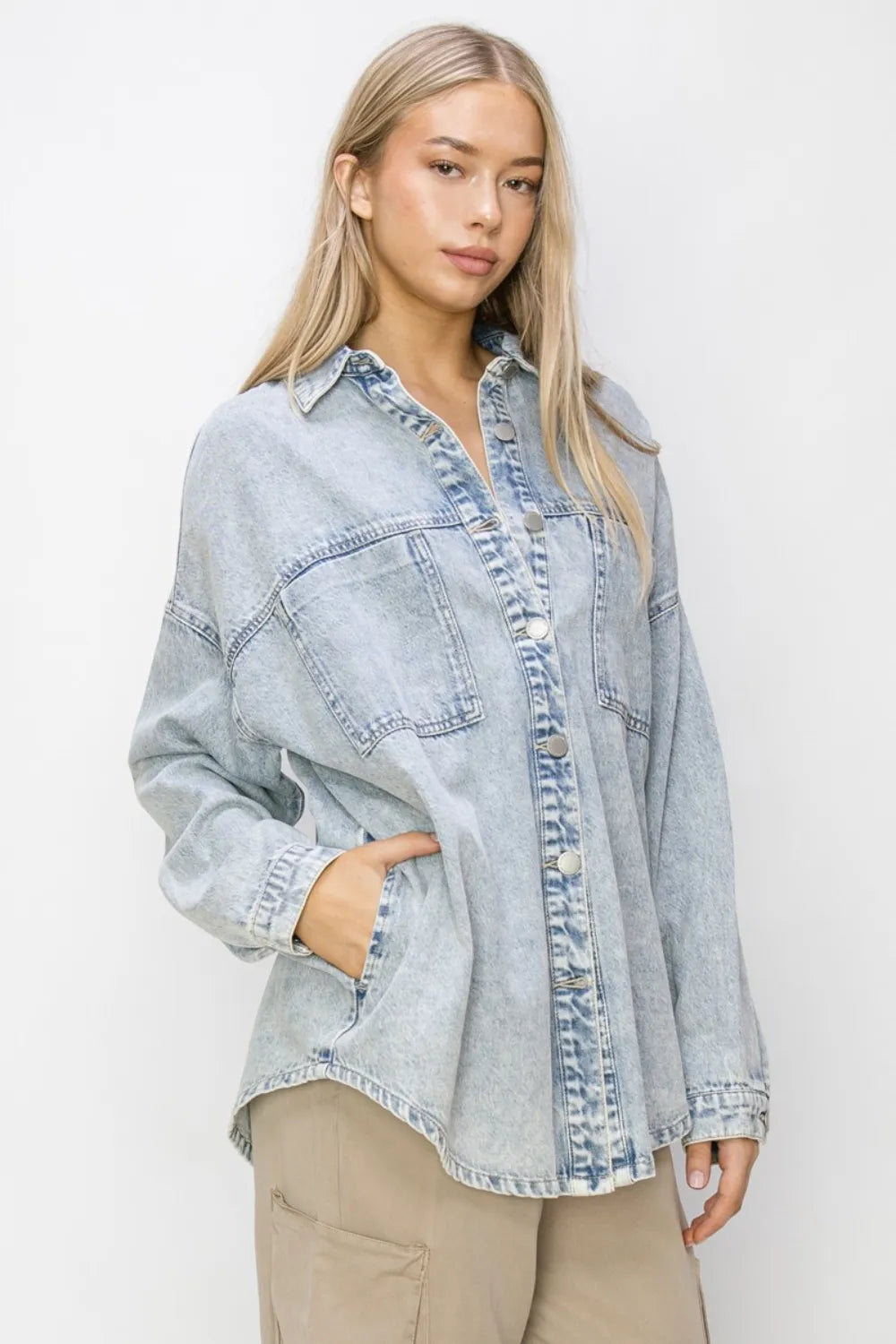RISEN Button Up Long Sleeve Shacket - LOLA MARIEE | Lola Mariee