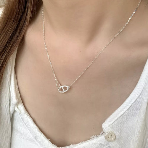925 Sterling Silver Zircon Geometric Necklace – view 2 | Lola Mariee