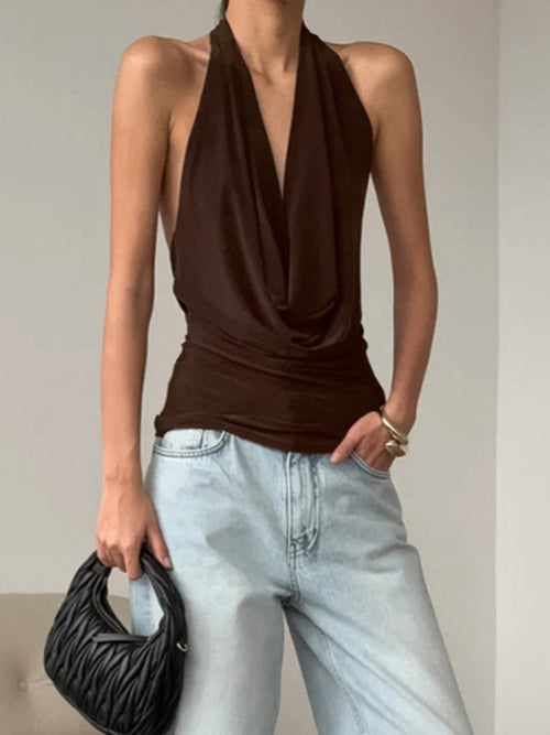 Backless Halter Cowl Neck Cami | Lola Mariee